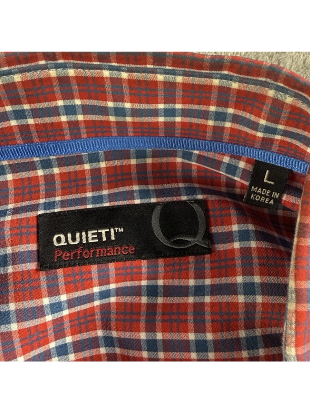 Quieti Shirt Mens Large Red Plaid Stretch Button Up Long Sleeve Performance - Picture 3 of 13